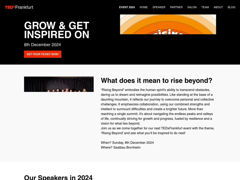 TEDx Frankfurt: Rise Beyond - Event screenshot
