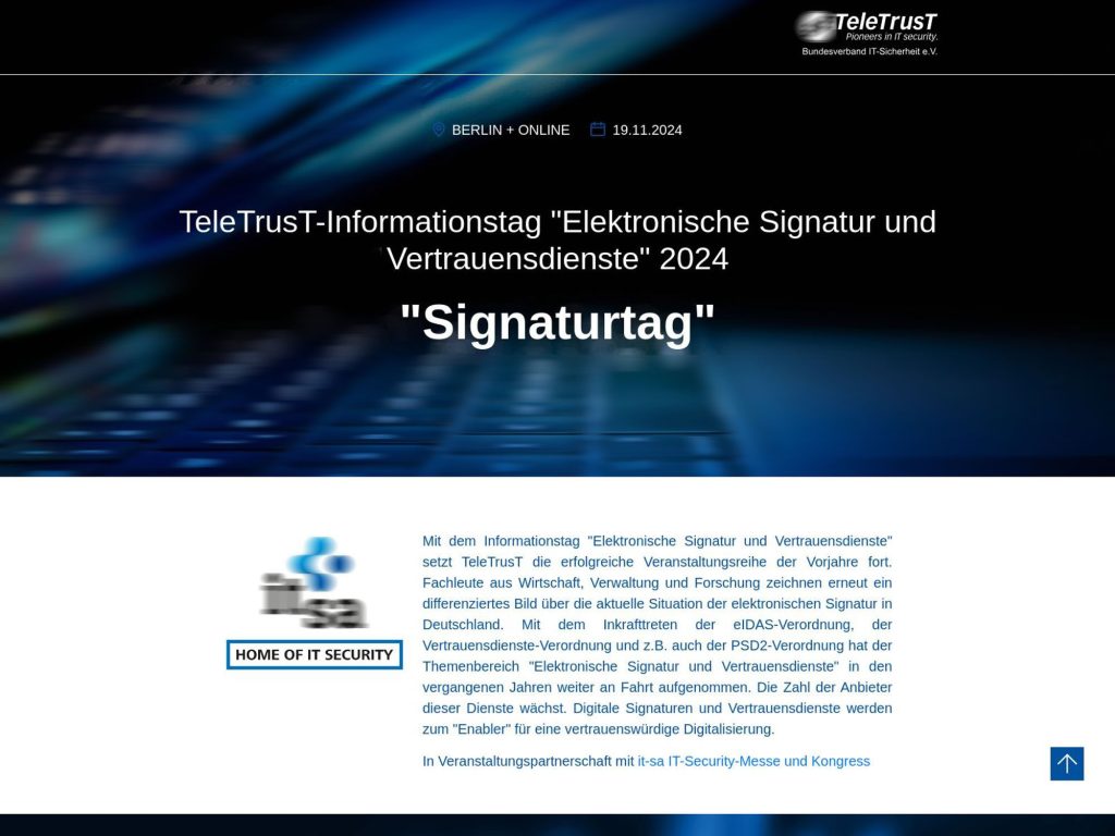 TeleTrusT-Informationstag "Elektronische Signatur und Vertrauensdienste" 2024 image