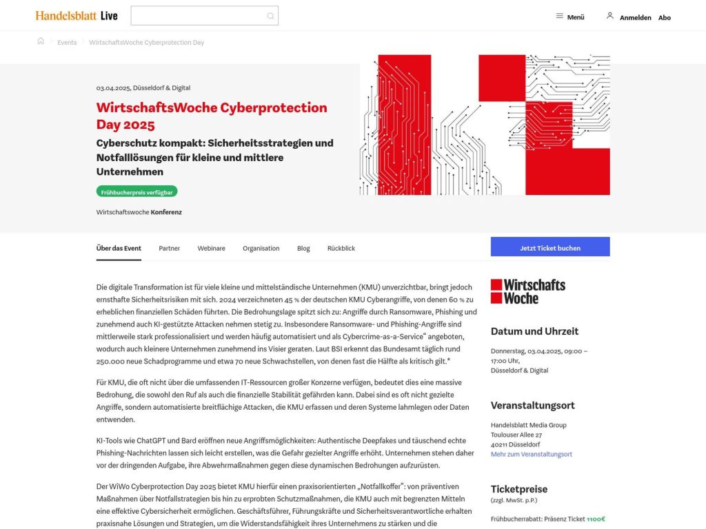 WirtschaftsWoche Cyberprotection Day 2025 screenshot