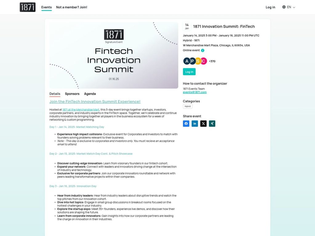 1871 FinTech Innovation Summit screenshot