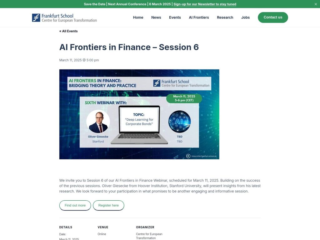AI Frontiers in Finance – Session 6 image