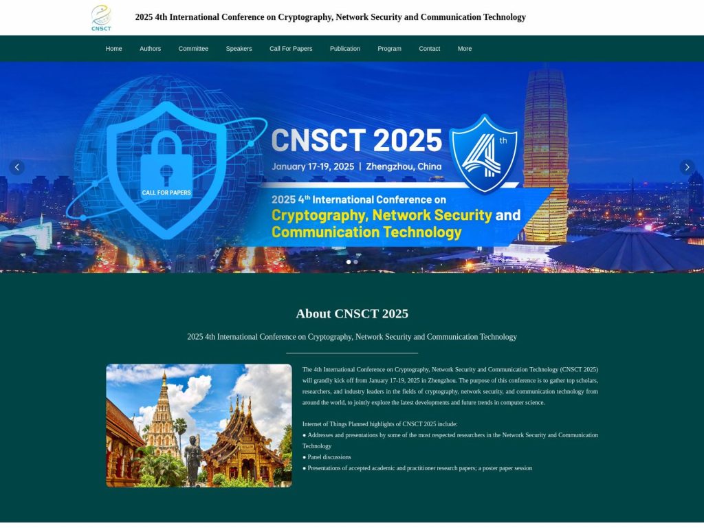CNSCT 2025 - 4th International Conference on Cryptography image