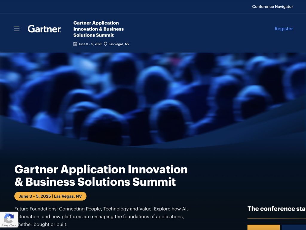 Gartner Application Innovation & Business Solutions Summit - Event screenshot