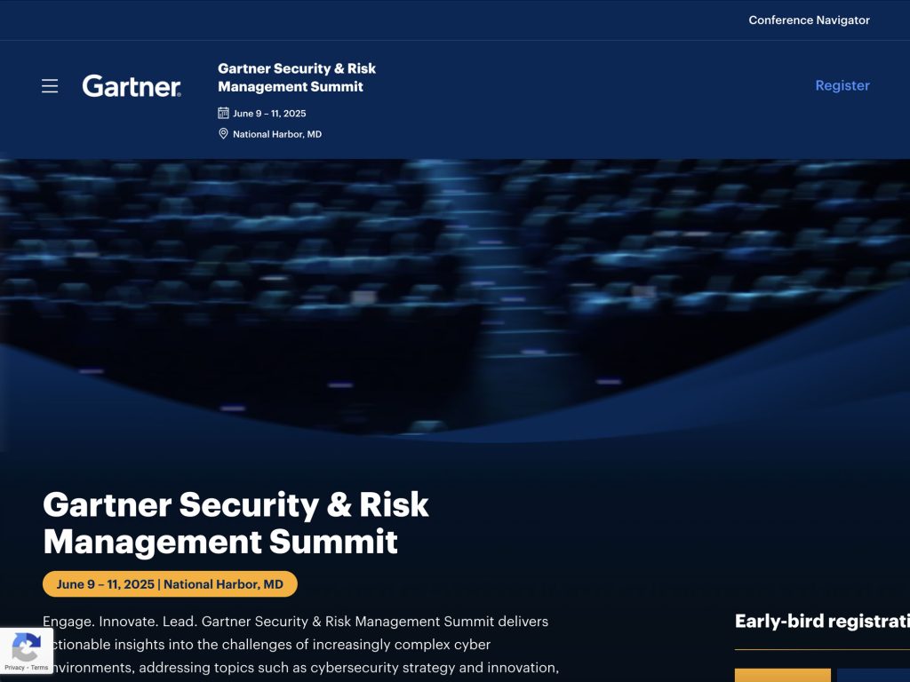Gartner Security & Risk Management Summit - Event screenshot