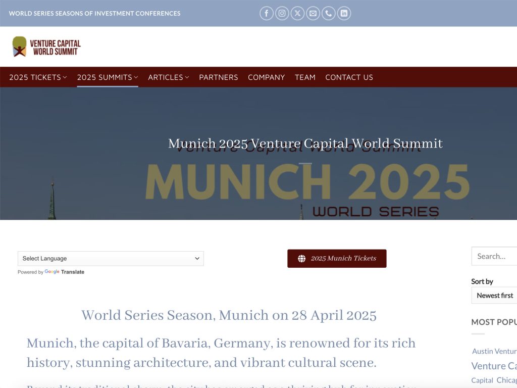 Munich 2025 Venture Capital World Summit - Event screenshot