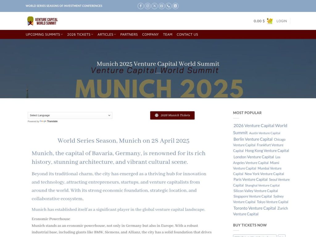 Munich 2025 Venture Capital World Summit screenshot