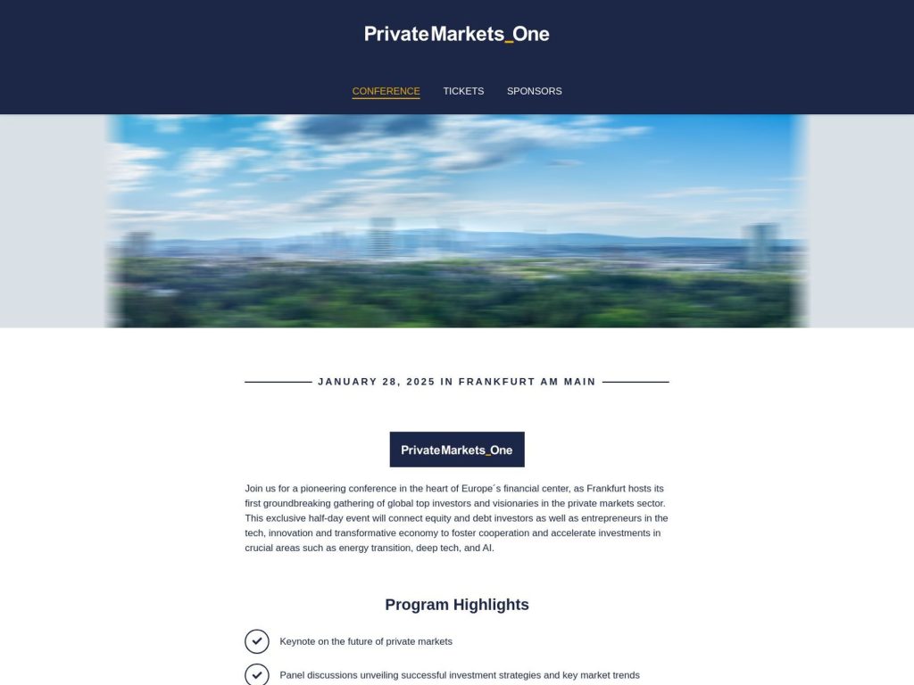 PrivateMarkets_One 2025 - Event screenshot
