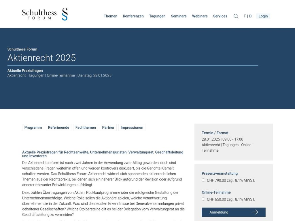 Schulthess Forum Aktienrecht 2025 image