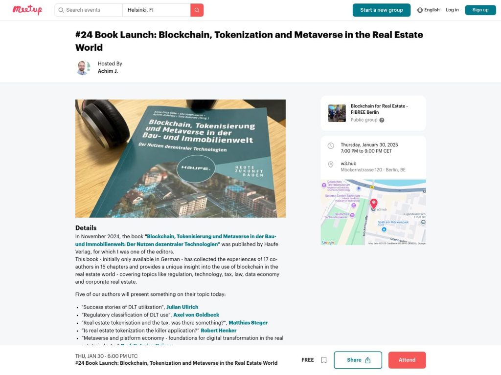 #24 Book Launch: Blockchain, Tokenization and Metaverse in the Real Estate World - Event screenshot