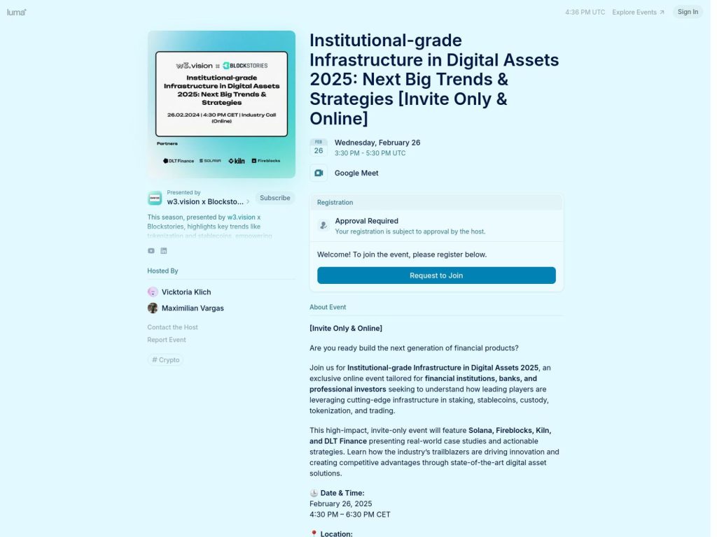 Institutional-grade Infrastructure in Digital Assets 2025: Next Big Trends & Strategies - Event screenshot