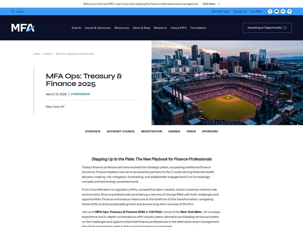 MFA Ops: Treasury & Finance 2025 - Event screenshot