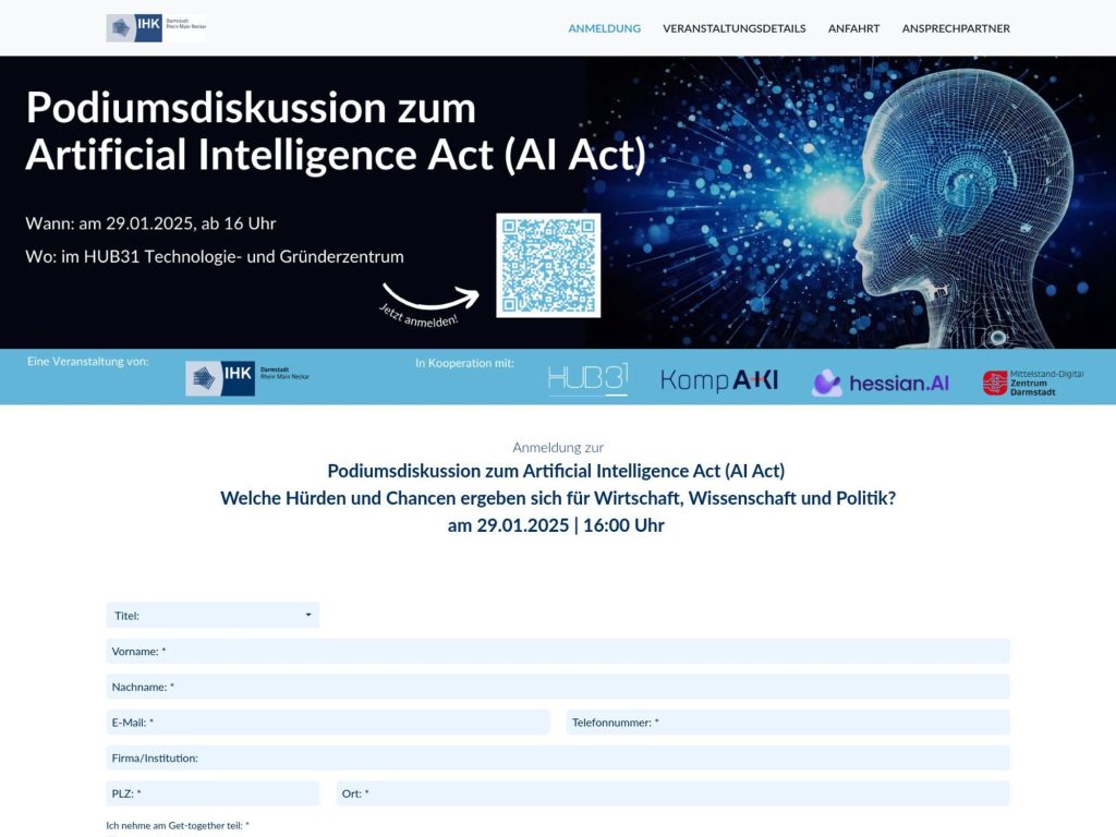 Podiumsdiskussion zum Artificial Intelligence Act (AI Act) - Event screenshot