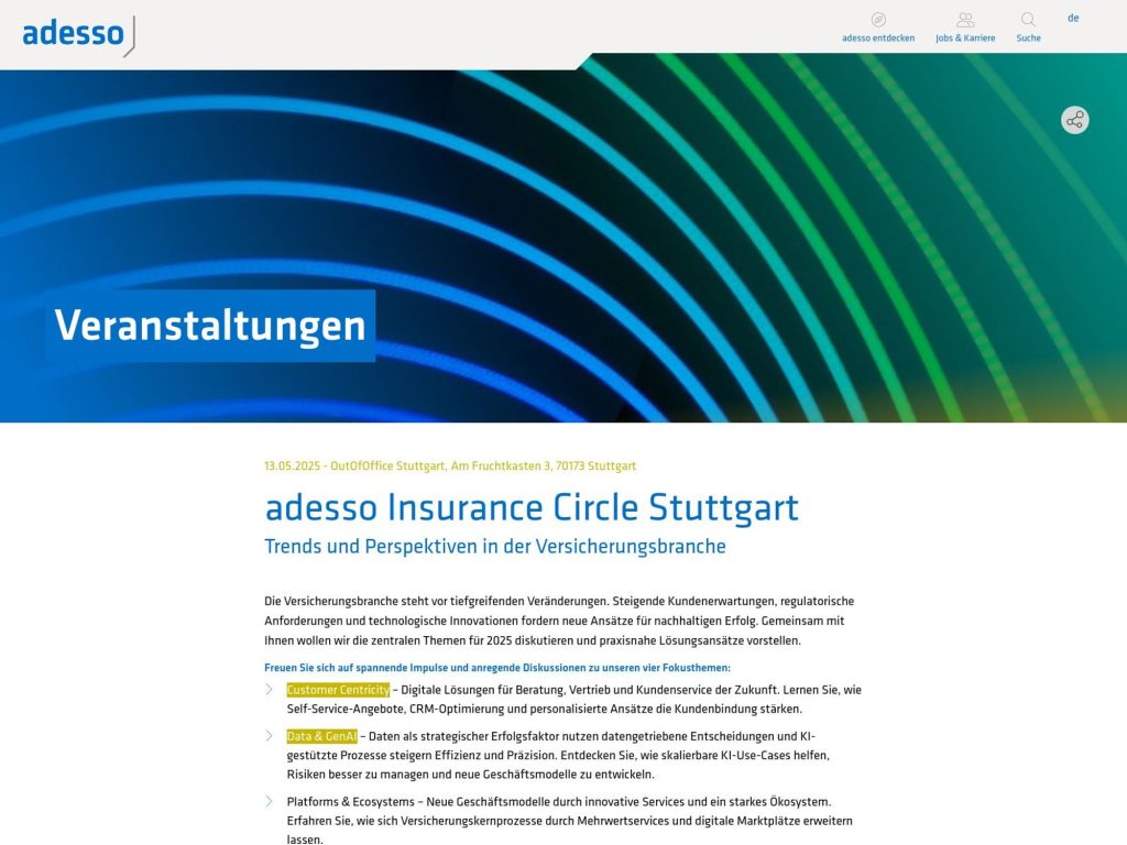 adesso Insurance Circle Stuttgart - Event screenshot
