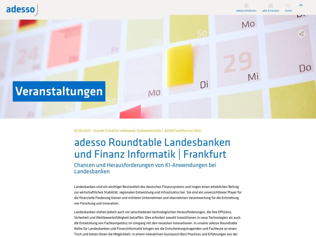 adesso Roundtable Landesbanken und Finanz Informatik | Frankfurt - Event screenshot