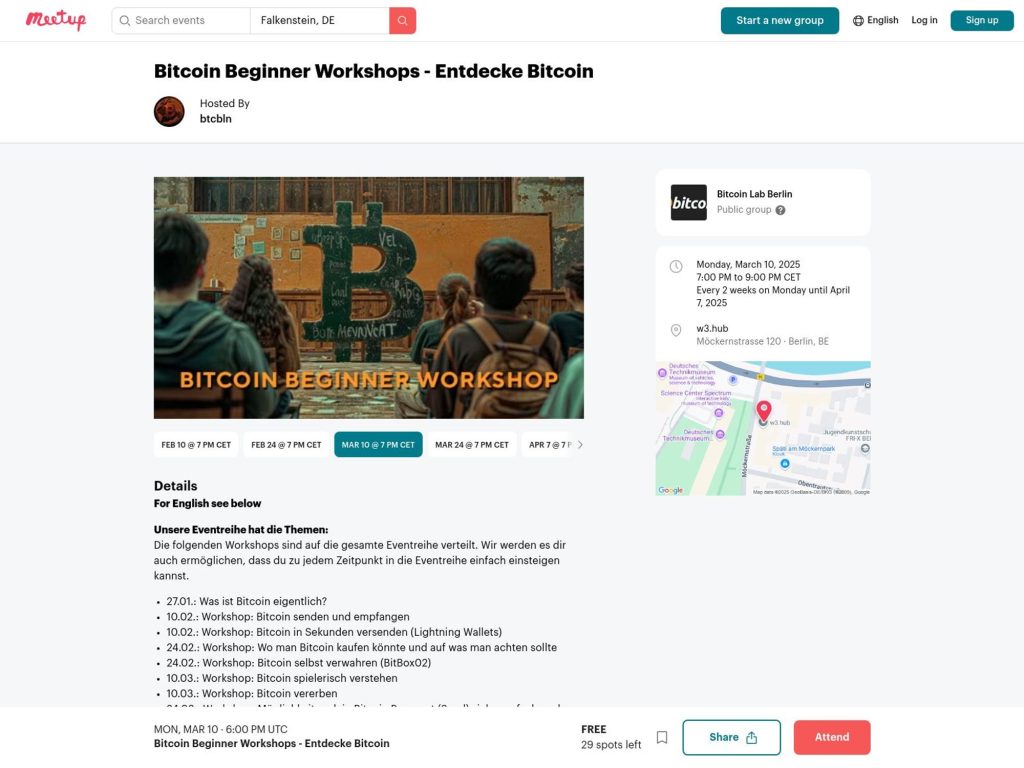 Bitcoin Beginner Workshops - Entdecke Bitcoin - Event screenshot
