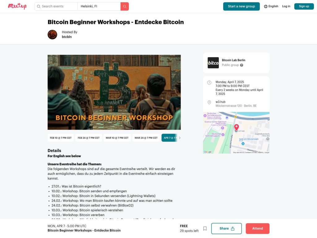 Bitcoin Beginner Workshops - Entdecke Bitcoin - Event screenshot