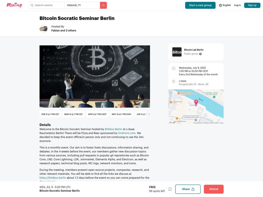 Bitcoin Socratic Seminar Berlin - July 2025 - Event screenshot