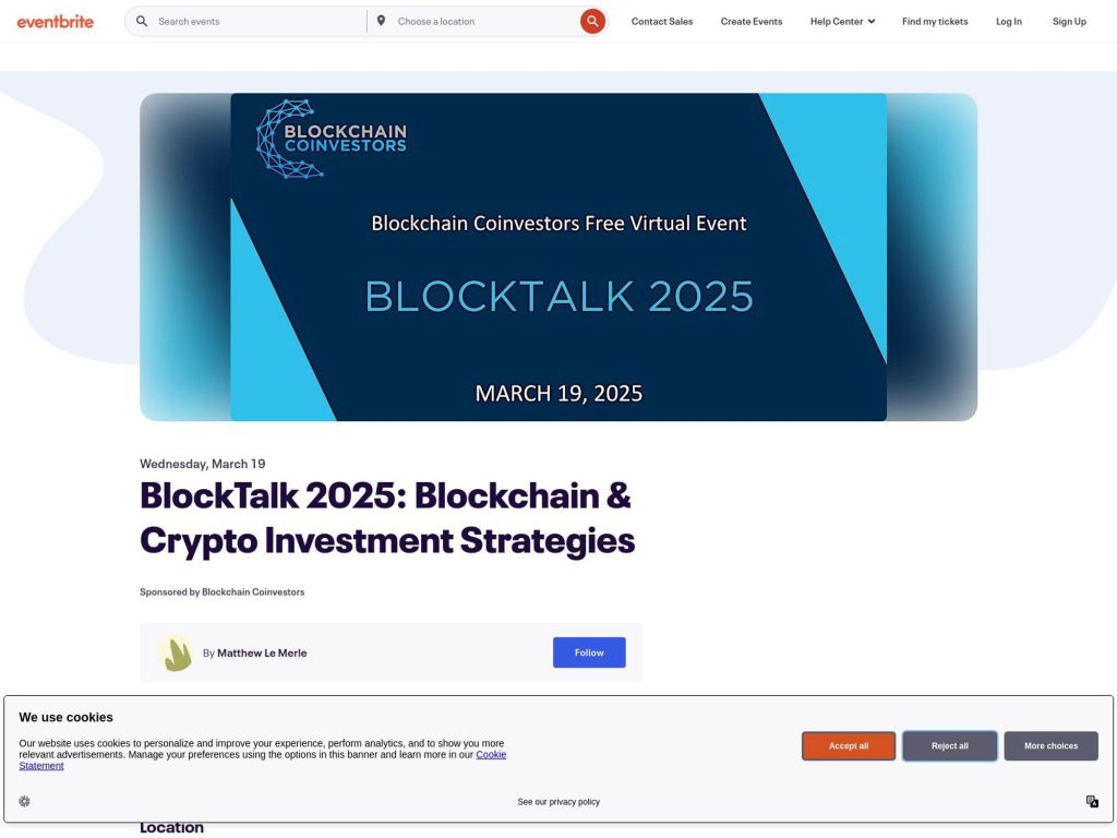BlockTalk 2025: Blockchain & Crypto Investment Strategies - Event screenshot