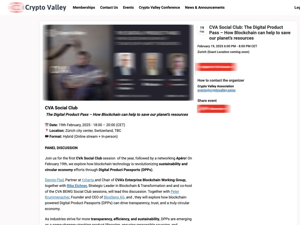 CVA Social Club: The Digital Product Pass – How Blockchain can help to save our planet’s resources - Event screenshot