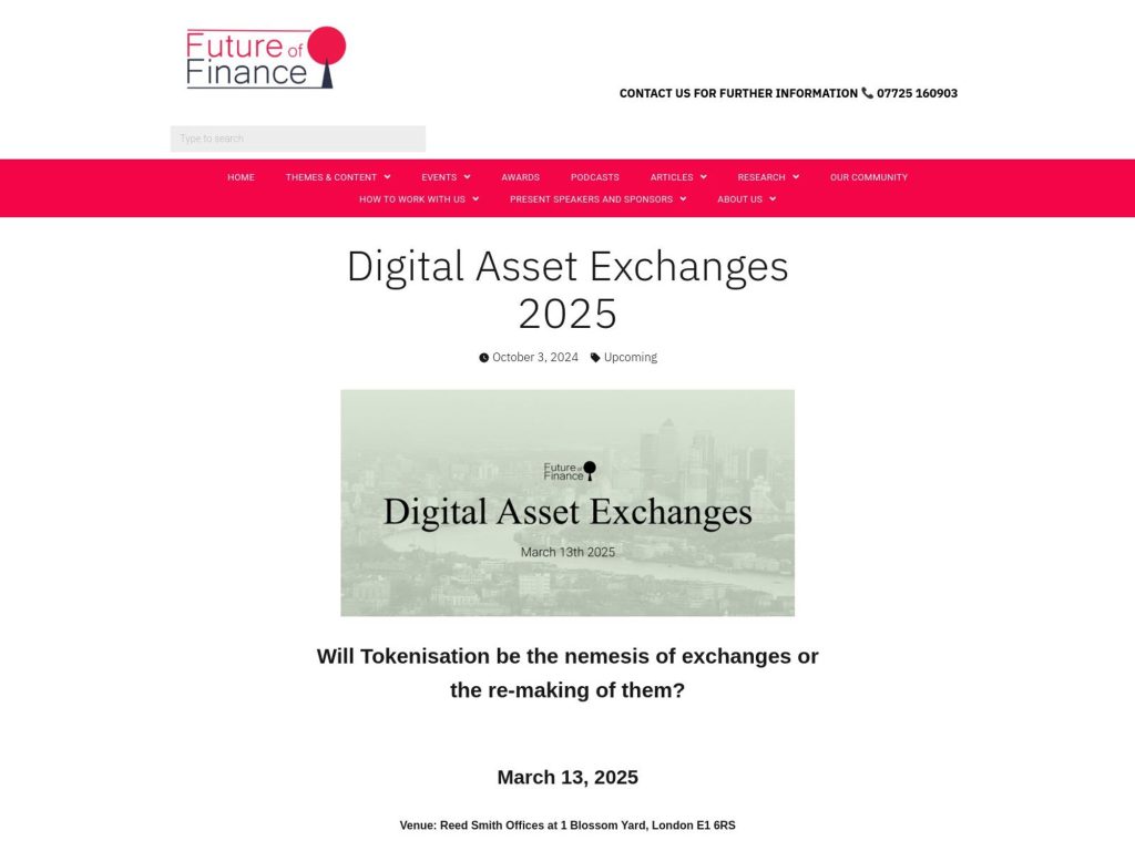 Digital Asset Exchanges 2025 - Event screenshot
