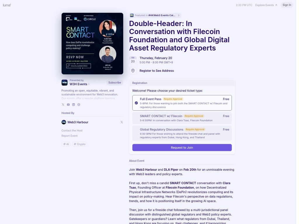 Double-Header: In Conversation with Filecoin Foundation and Global Digital Asset Regulatory Experts - Event screenshot