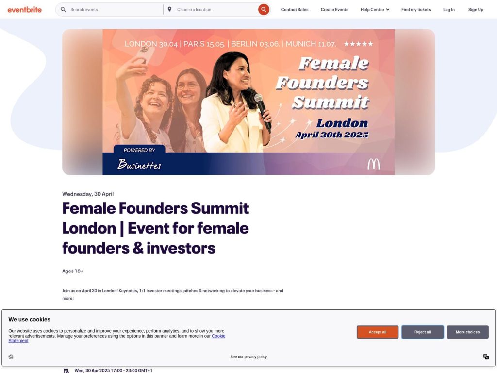 Female Founders Summit London 2025 - Event screenshot