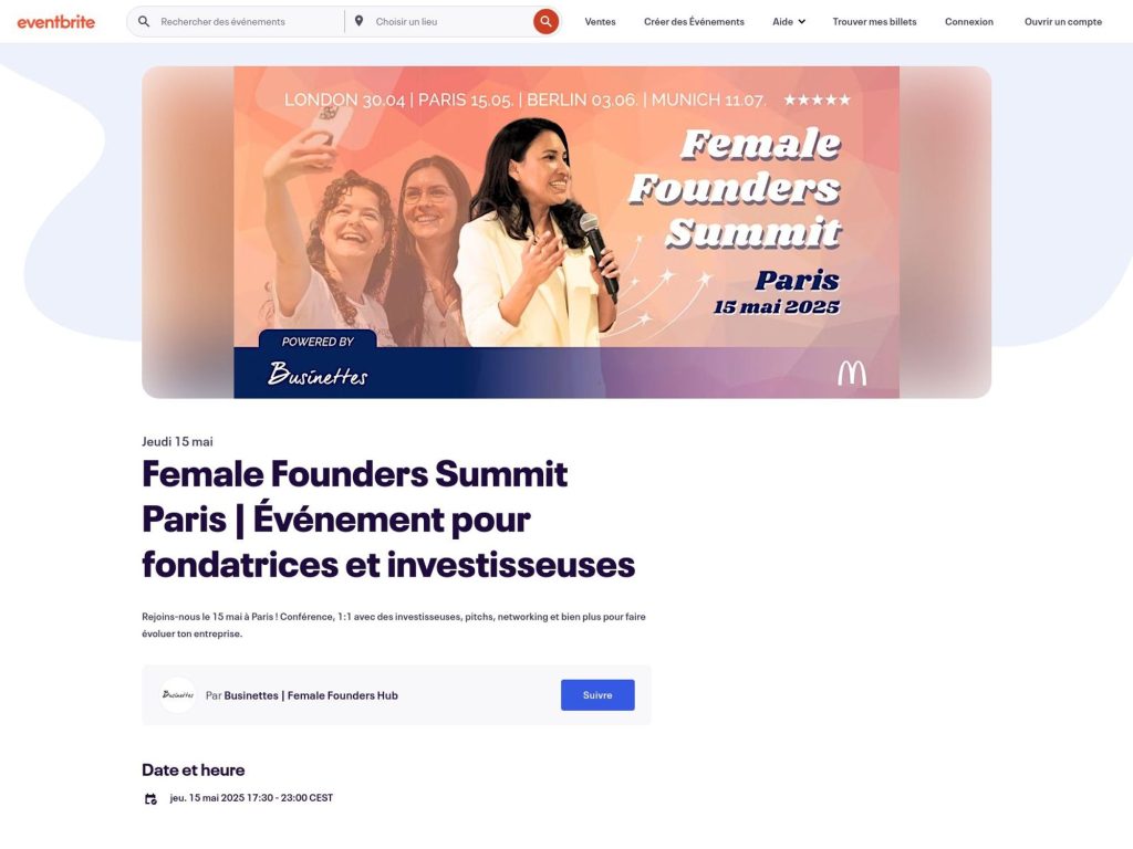 Female Founders Summit Paris 2025 - Event screenshot