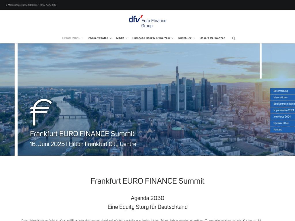 Frankfurt EURO FINANCE Summit 2025 - Event screenshot