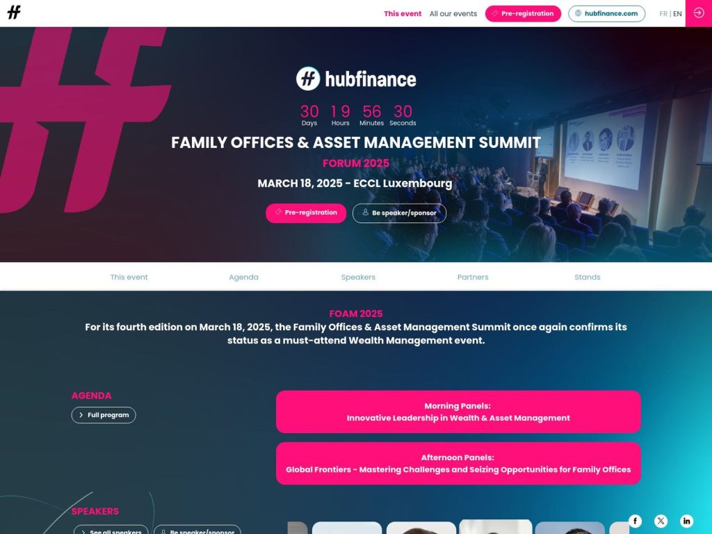 Hubfinance Family Offices & Asset Management Summit 2025 - Event screenshot