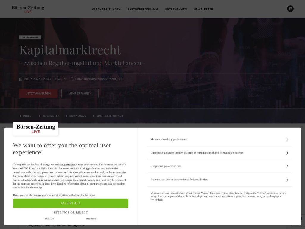 Online-Seminar Kapitalmarktrecht - Event screenshot