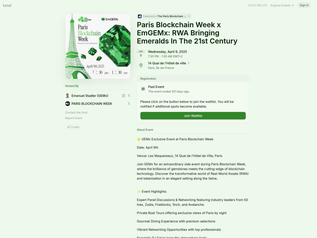 Paris Blockchain Week x EmGEMx: RWA Bringing Emeralds In The 21st Century screenshot
