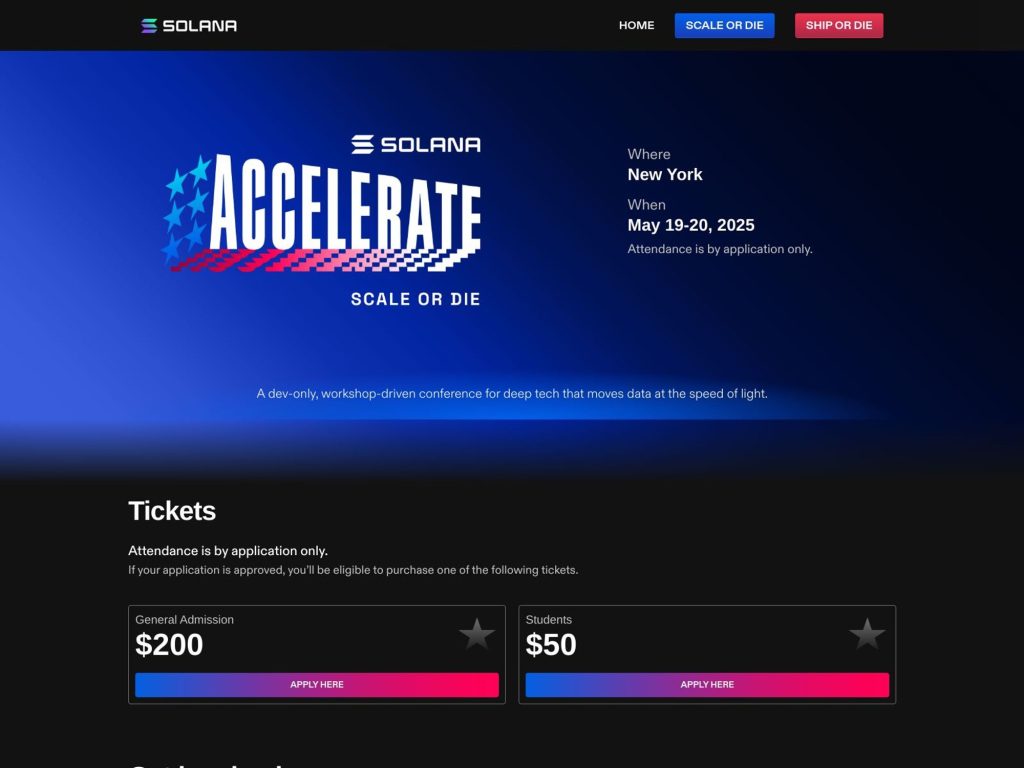 Solana Accelerate 2025: Scale or Die (For Developers Only) - Event screenshot