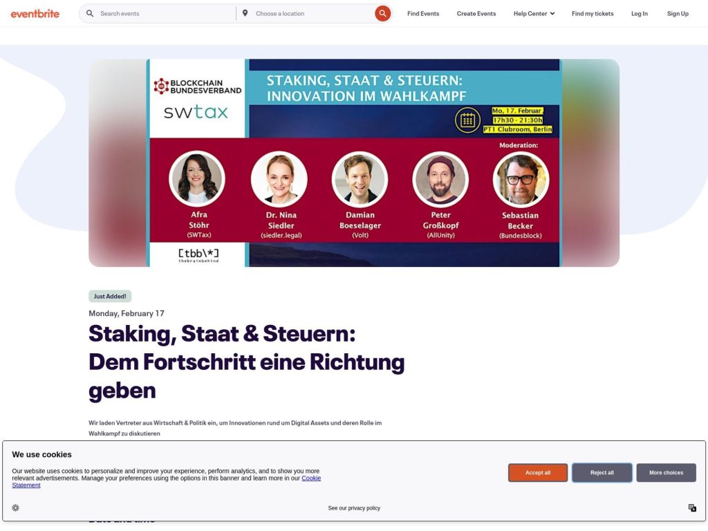 Staking, Staat & Steuern: Dem Fortschritt eine Richtung geben - Event screenshot