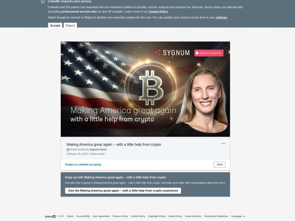 Sygnum Bank: Making America great again – with a little help from crypto - Event screenshot