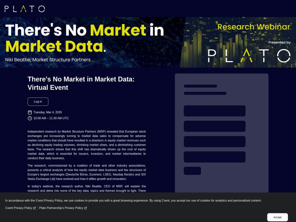 There's No Market in Market Data: Virtual Event - Event screenshot