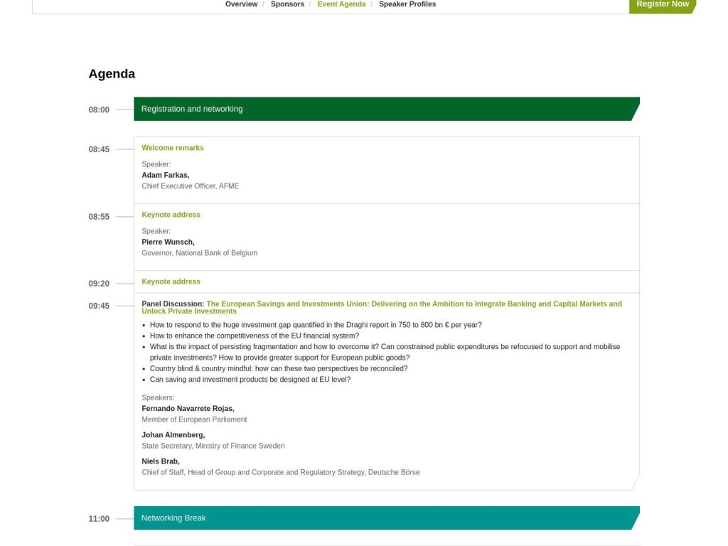 AFME's 5th Annual European Financial Integration Conference - Event screenshot