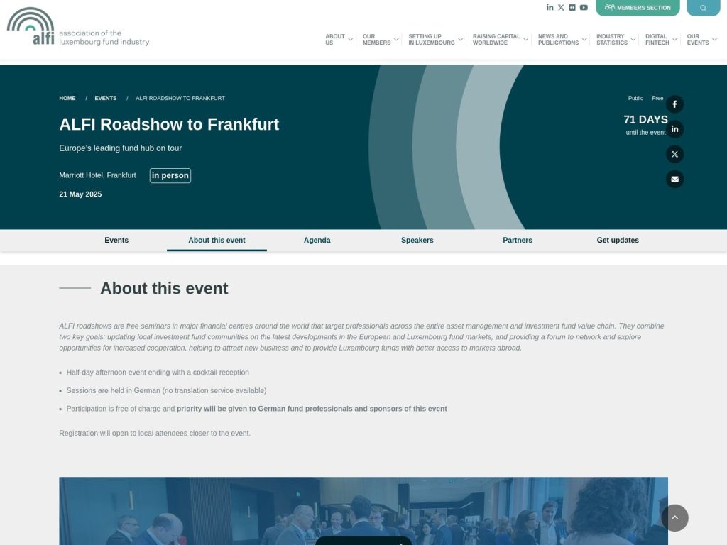 ALFI Roadshow to Frankfurt 2025 - Event screenshot