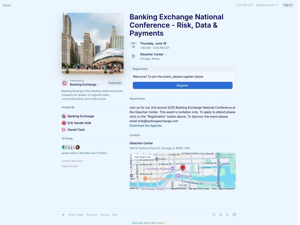 Banking Exchange National Conference - Risk, Data & Payments - Event screenshot