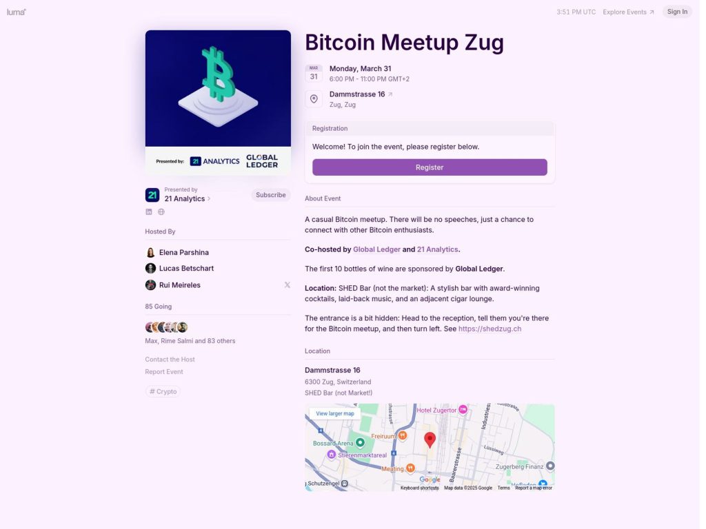 Bitcoin Meetup Zug - Event screenshot