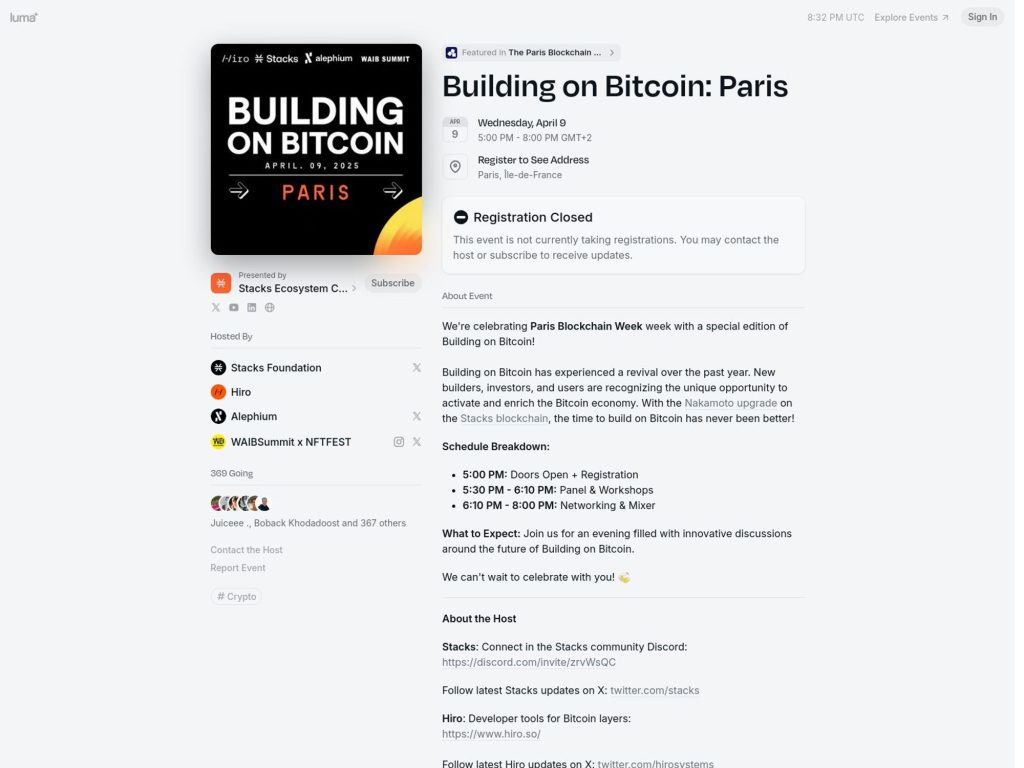 Building on Bitcoin: Paris - Event screenshot