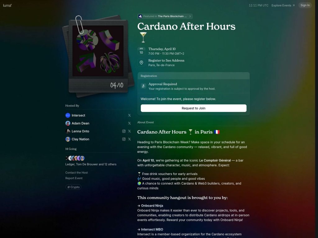 Cardano After Hours 🍸 - Event screenshot