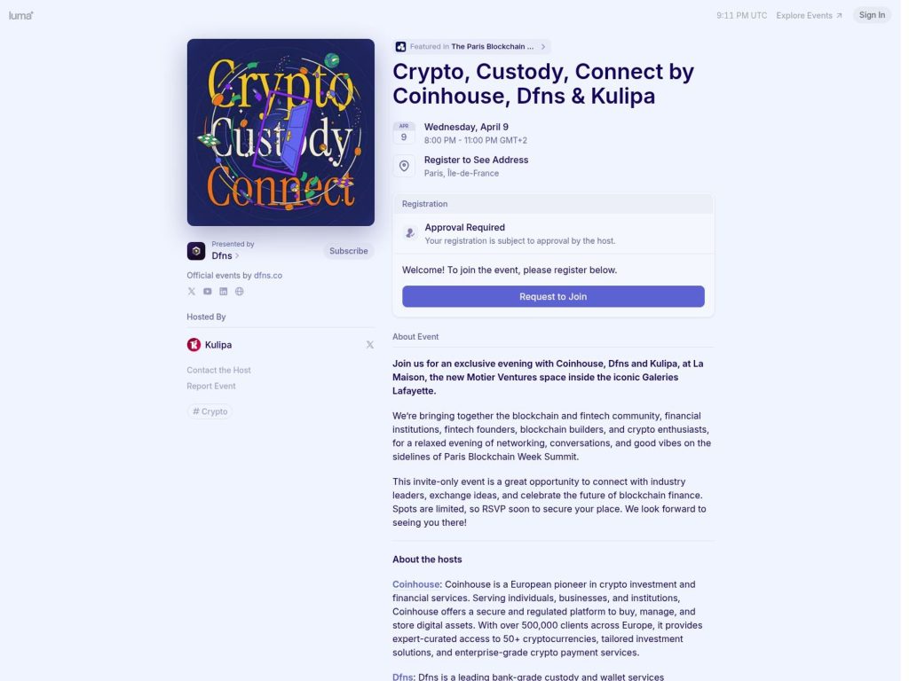 Crypto, Custody, Connect by Coinhouse, Dfns & Kulipa image