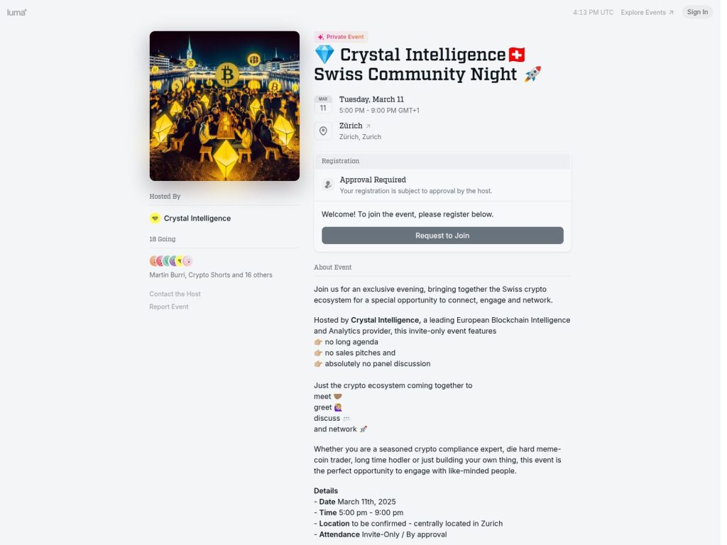 💎 Crystal Intelligence🇨🇭Swiss Community Night 🚀 - Event screenshot
