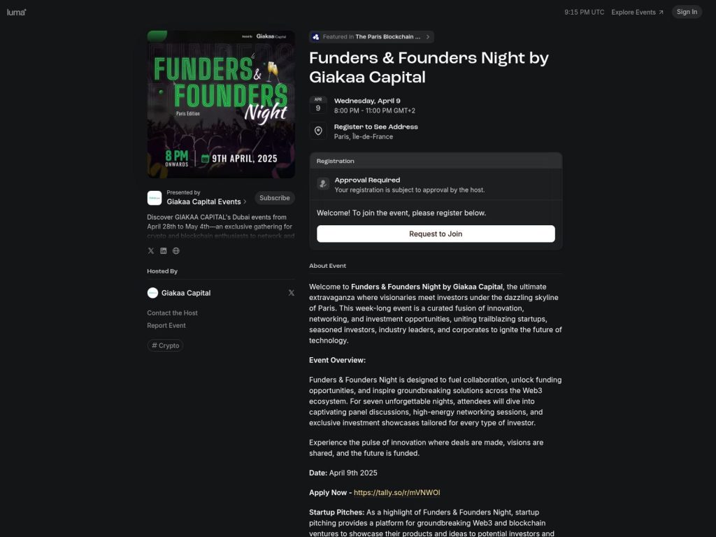 Funders & Founders Night by Giakaa Capital image