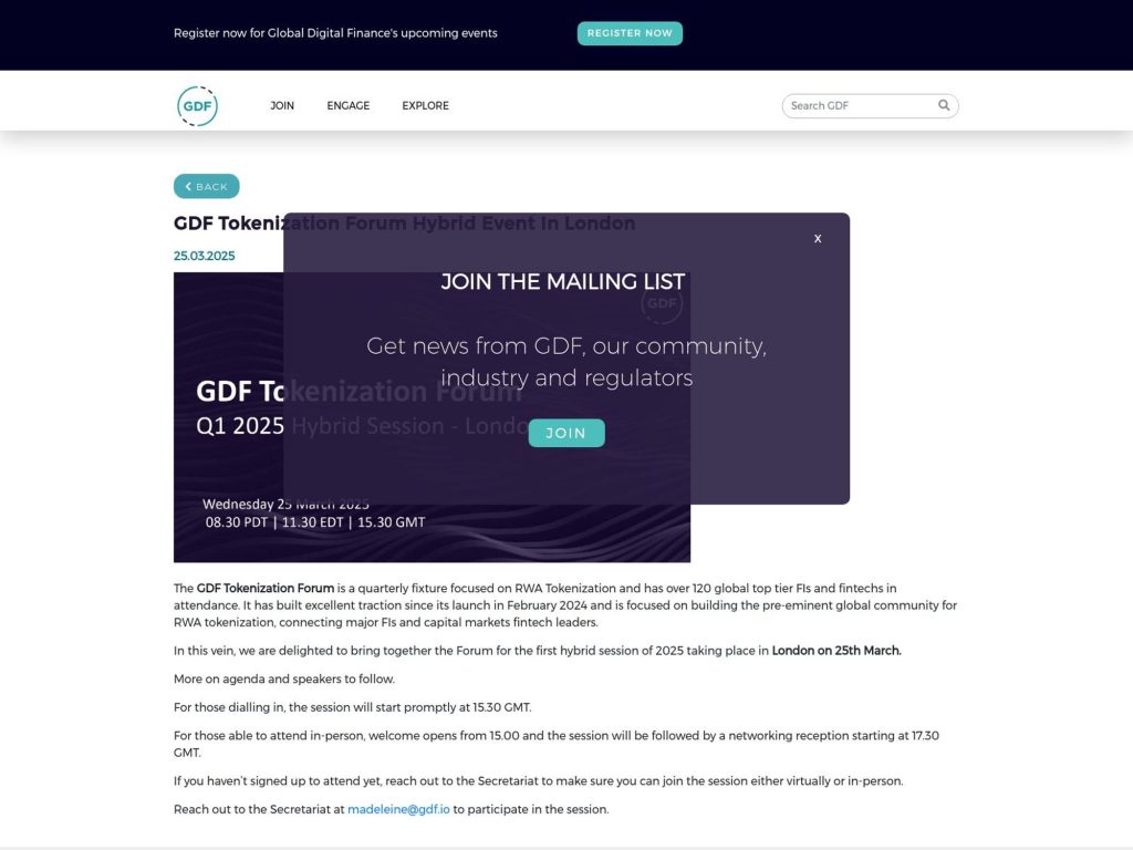 GDF Tokenization Forum Hybrid Event screenshot