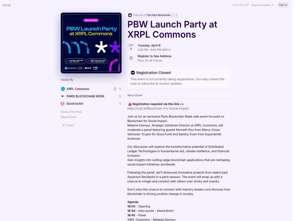 PBW Launch Party at XRPL Commons - Event screenshot