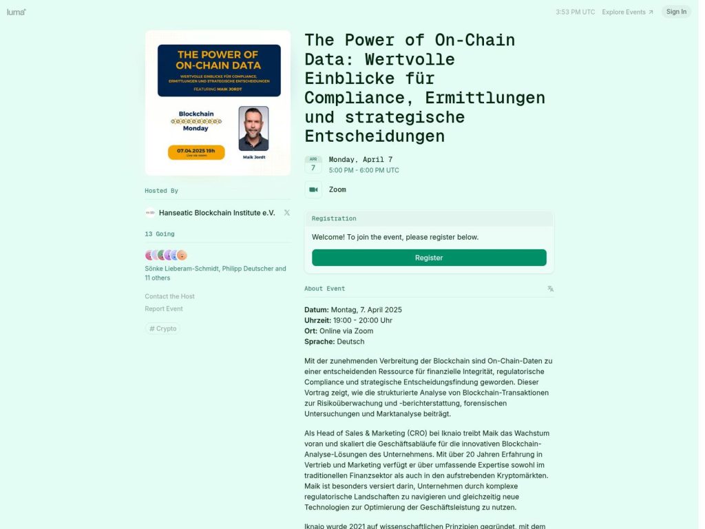 Webinar: The Power of On-Chain Data - Event screenshot