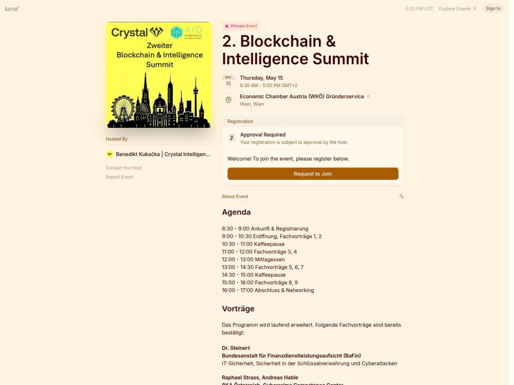 2. Blockchain & Intelligence Summit - Event screenshot