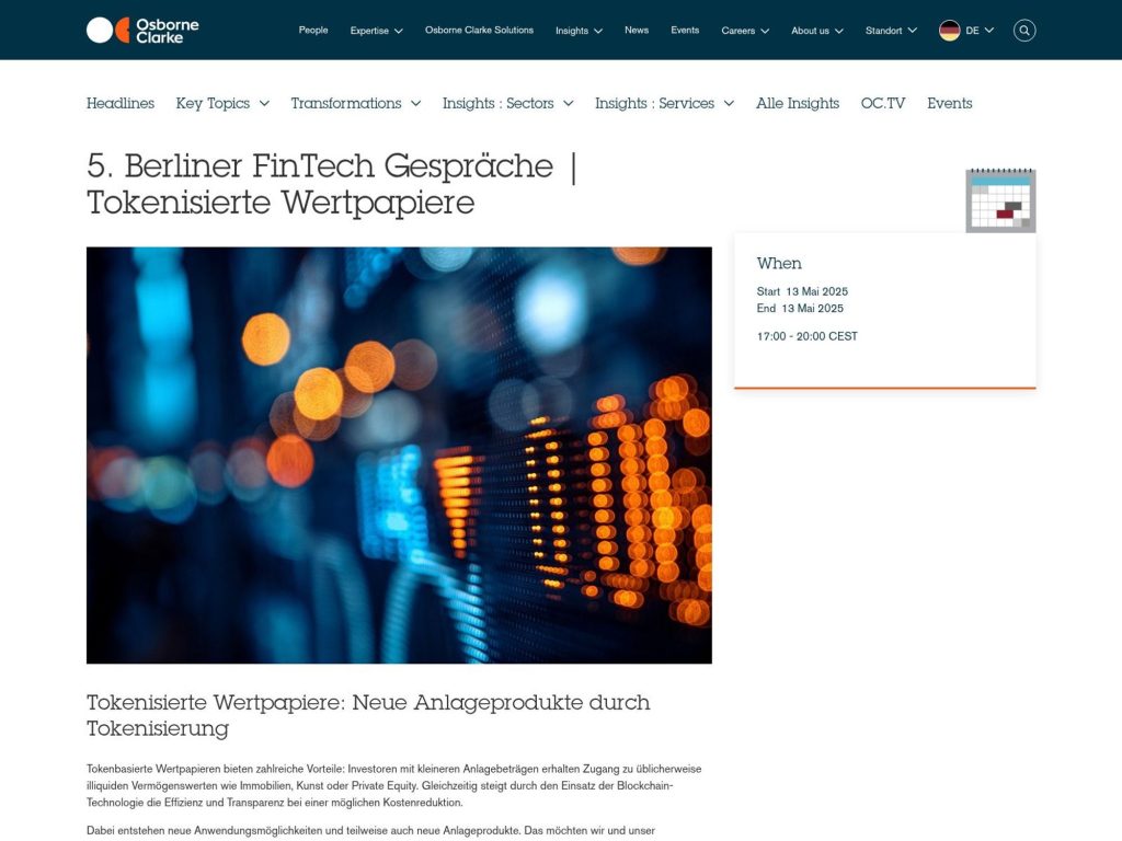 5. Berliner FinTech Gespräche | Tokenisierte Wertpapiere - Event screenshot