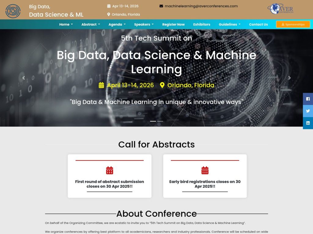 5th Tech Summit on Big Data, Data Science & Machine Learning website